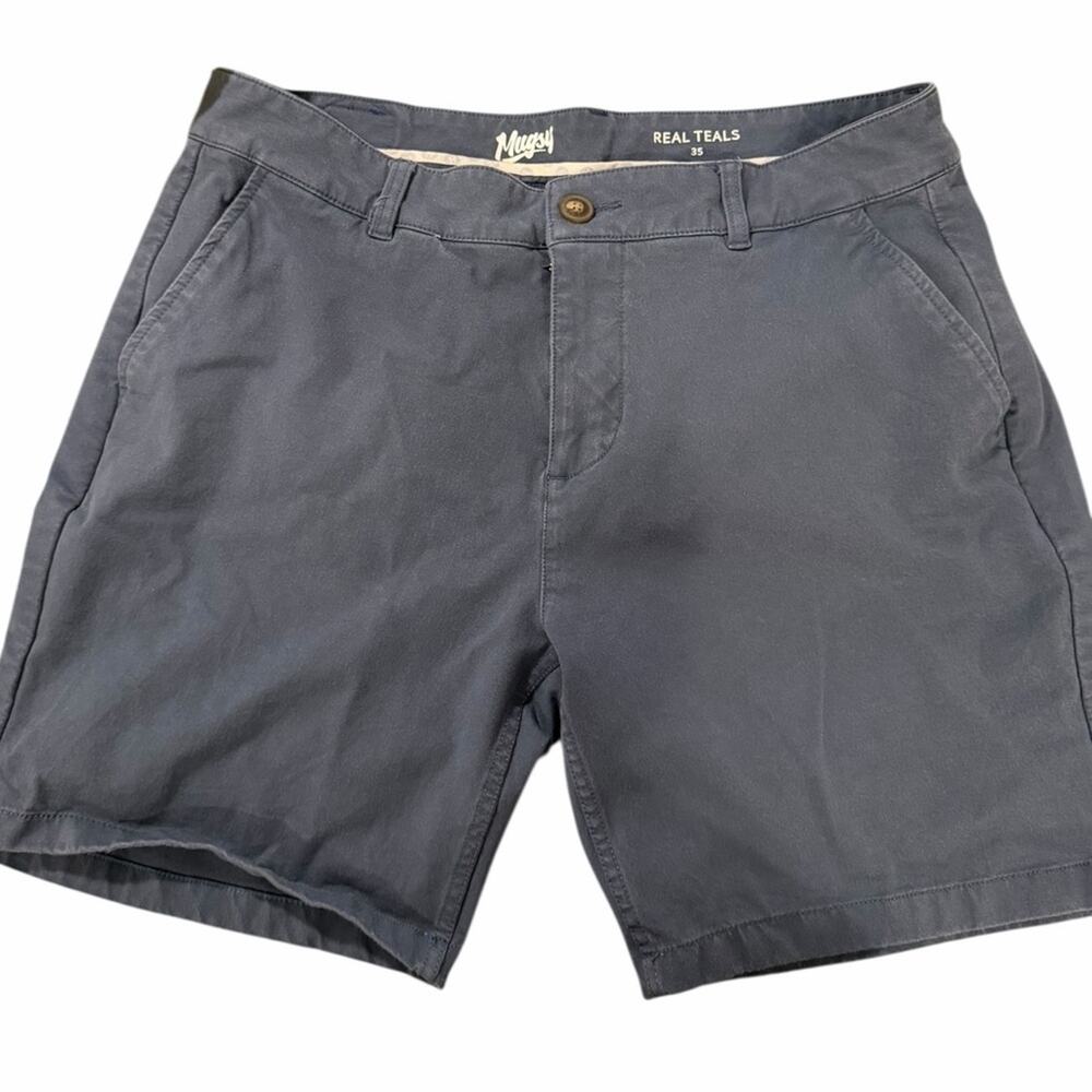 Mugsy Shorts Men's 35 Blue Real Teals Stretch Chino Casual Golf Comfort K6CNTE